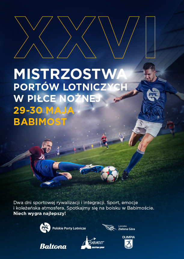 Plakat XXVI Mistrzostw Portów Lotniczych w Piłce Nożnej — 29–30 maja, Babimost